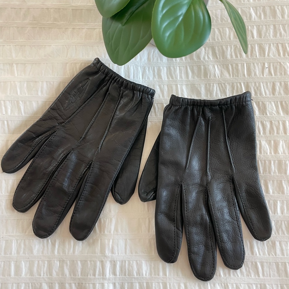 Men’s Damascus Dynathin Black Leather Police Gloves - Size Medium